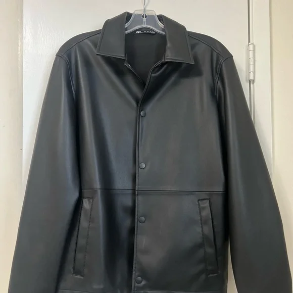 Zara Classic Black Leather Jacket - Picture 5 of 8